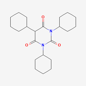 molecular formula C22H34N2O3 B13800021 Barbituric acid, 1,3,5-tricyclohexyl- CAS No. 747-78-4