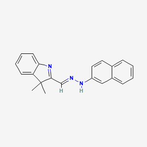 molecular formula C21H19N3 B13800140 N-[(E)-(3,3-dimethylindol-2-yl)methylideneamino]naphthalen-2-amine 
