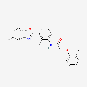 molecular formula C25H24N2O3 B13800448 N-[3-(5,7-dimethyl-1,3-benzoxazol-2-yl)-2-methylphenyl]-2-(2-methylphenoxy)acetamide 