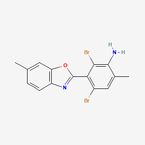 molecular formula C15H12Br2N2O B13800541 2,4-dibromo-6-methyl-3-(6-methyl-1,3-benzoxazol-2-yl)aniline 