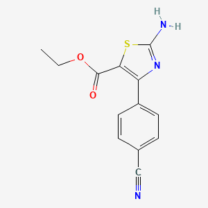 molecular formula C13H11N3O2S B13800589 Ethyl 2-amino-4-(4-cyano)phenyl thiazole-5-carboxylate 