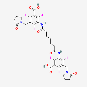 molecular formula C31H30I6N4O8 B13800615 Benzoic acid, 3,3'-(pimeloyldiimino)bis(5-((2-oxo-1-pyrrolidinyl)methyl)-2,4,6-triiodo- CAS No. 26090-52-8