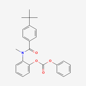 molecular formula C25H25NO4 B13800622 Carbonic acid, 2-((4-(1,1-dimethylethyl)benzoyl)methylamino)phenyl phenyl ester CAS No. 80468-21-9