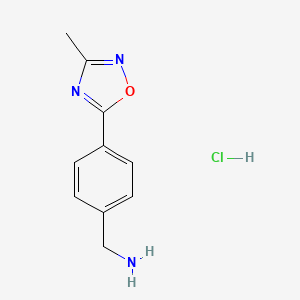 molecular formula C10H12ClN3O B1380063 [4-(3-Methyl-1,2,4-oxadiazol-5-yl)phenyl]methanamine hydrochloride CAS No. 1461713-84-7