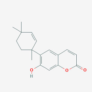 molecular formula C18H20O3 B13800726 7-Hydroxy-6-(1,4,4-trimethyl-2-cyclohexen-1-yl)-2H-1-benzopyran-2-one 