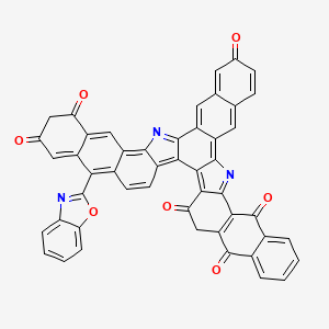 molecular formula C49H21N3O7 B13800744 40-(1,3-benzoxazol-2-yl)-17,30-diazaundecacyclo[27.15.0.02,18.03,16.06,15.08,13.019,28.021,26.031,44.032,41.034,39]tetratetraconta-1(44),2,6(15),8,10,12,16,18,20,22,25,27,29,31,33,38,40,42-octadecaene-4,7,14,24,35,37-hexone CAS No. 85702-66-5
