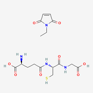 molecular formula C16H24N4O8S B13800789 (2S)-2-amino-5-[[(2R)-1-(carboxymethylamino)-1-oxo-3-sulfanylpropan-2-yl]amino]-5-oxopentanoic acid;1-ethylpyrrole-2,5-dione 
