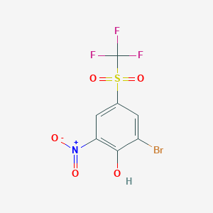 molecular formula C7H3BrF3NO5S B1380080 2-Bromo-6-nitro-4-[(trifluoromethyl)sulphonyl]phenol CAS No. 1440535-14-7
