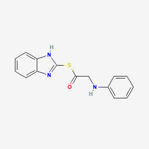 molecular formula C15H13N3OS B13800809 Ethanethioic acid, (phenylamino)-, S-1H-benzimidazol-2-yl ester CAS No. 83408-76-8