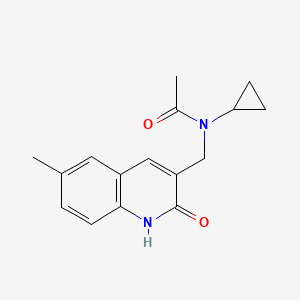 molecular formula C16H18N2O2 B13800812 Acetamide,N-cyclopropyl-N-[(1,2-dihydro-6-methyl-2-oxo-3-quinolinyl)methyl]- 