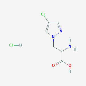 molecular formula C6H9Cl2N3O2 B1380083 2-amino-3-(4-chloro-1H-pyrazol-1-yl)propanoic acid hydrochloride CAS No. 1461705-98-5