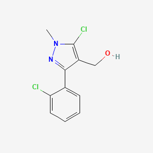 molecular formula C11H10Cl2N2O B13800904 5-Chloro-3-(2-chlorophenyl)-1-methyl-1H-pyrazole-4-methanol 
