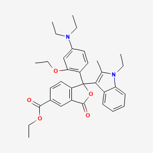 molecular formula C34H38N2O5 B13800991 5-Isobenzofurancarboxylic acid, 1-[4-(diethylamino)-2-ethoxyphenyl]-1-(1-ethyl-2-methyl-1H-indol-3-yl)-1,3-dihydro-3-oxo-, ethyl ester CAS No. 69898-67-5