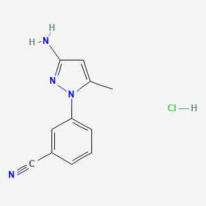 3-(3-amino-5-methyl-1H-pyrazol-1-yl)benzonitrile hydrochloride