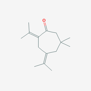 molecular formula C15H24O B13801116 Cycloheptanone, 6,6-dimethyl-2,4-bis(1-methylethylidene)-(9CI) 