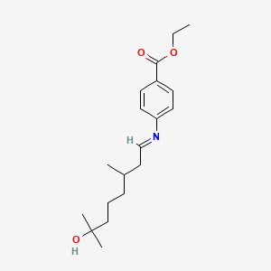molecular formula C19H29NO3 B13801215 Ethyl 4-((7-hydroxy-3,7-dimethyloctylidene)amino)benzoate CAS No. 67893-08-7