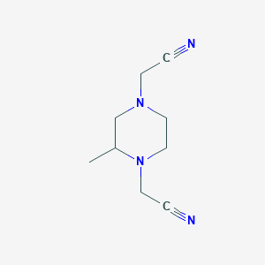 molecular formula C9H14N4 B13801322 2-Methyl-1,4-piperazinediacetonitrile CAS No. 58619-57-1