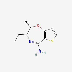 molecular formula C10H14N2OS B13801346 Thieno[2,3-F]-1,4-oxazepin-5-amine, 3-ethyl-2,3-dihydro-2-methyl-, (2S,3R)-(9CI) 