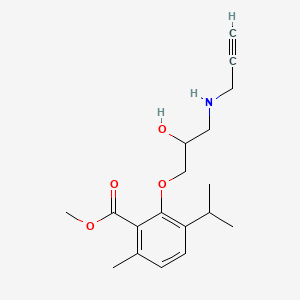 molecular formula C18H25NO4 B13801410 Methyl 3-(2-hydroxy-3-(2-propynylamino)propoxy)-p-cymene-2-carboxylate CAS No. 53206-81-8