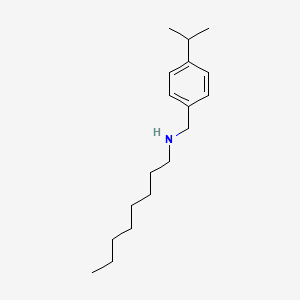 molecular formula C18H31N B13801449 BENZYLAMINE, p-ISOPROPYL-N-OCTYL- CAS No. 63991-64-0