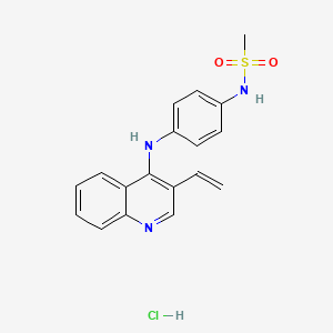 molecular formula C18H18ClN3O2S B13801464 Methanesulfonamide, N-(p-(acridin-9-ylamino)phenyl)-, hydrochloride CAS No. 75775-83-6