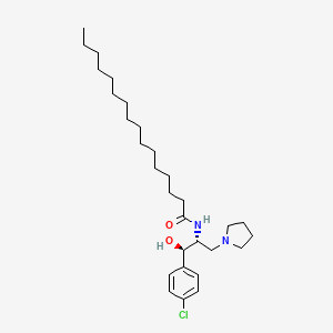 molecular formula C29H49ClN2O2 B13801651 Hexadecanamide, N-[(1R,2R)-2-(4-chlorophenyl)-2-hydroxy-1-(1-pyrrolidinylmethyl)ethyl]- 
