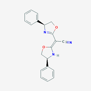 molecular formula C20H17N3O2 B138018 (2Z)-[(4S)-4-Phenyl-4,5-dihydro-1,3-oxazol-2-yl][(4S)-4-phenyl-1,3-oxazolidin-2-ylidene]acetonitrile CAS No. 150639-33-1