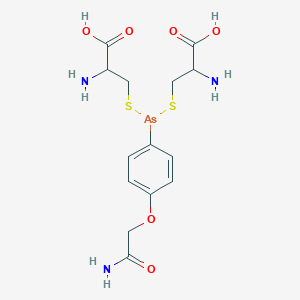 molecular formula C14H20AsN3O6S2 B13802665 2-amino-3-[(2-amino-2-carboxyethyl)sulfanyl-[4-(2-amino-2-oxoethoxy)phenyl]arsanyl]sulfanylpropanoic acid CAS No. 5434-45-7