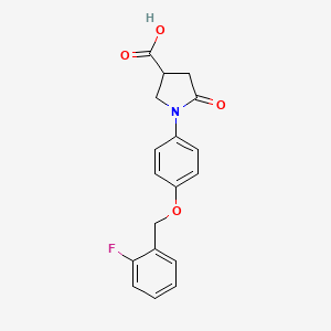 molecular formula C18H16FNO4 B13802709 1-[4-[(2-fluorophenyl)methoxy]phenyl]-5-oxopyrrolidine-3-carboxylic acid 
