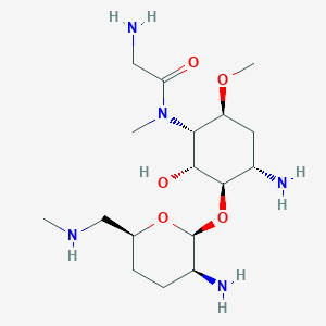 molecular formula C17H35N5O5 B13802967 2-amino-N-[(1S,2R,3R,4S,6S)-4-amino-3-[(2S,3S,6S)-3-amino-6-(methylaminomethyl)oxan-2-yl]oxy-2-hydroxy-6-methoxycyclohexyl]-N-methylacetamide 