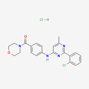 molecular formula C22H22Cl2N4O2 B13803170 Morpholine, 4-(4-((2-(2-chlorophenyl)-6-methyl-4-pyrimidinyl)amino)benzoyl)-, monohydrochloride CAS No. 65789-87-9