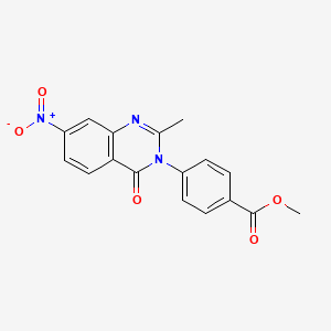 molecular formula C17H13N3O5 B13803173 Benzoic acid, 4-(2-methyl-7-nitro-4-oxo-3(4H)-quinazolinyl)-, methyl ester CAS No. 78373-11-2