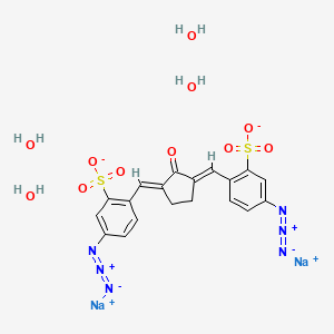 molecular formula C19H20N6Na2O11S2 B13803258 disodium;5-azido-2-[(E)-[(3E)-3-[(4-azido-2-sulfonatophenyl)methylidene]-2-oxocyclopentylidene]methyl]benzenesulfonate;tetrahydrate 