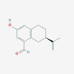 molecular formula C14H16O2 B13803311 (R)-5,6,7,8-Tetrahydro-3-hydroxy-7-isopropenyl-1-naphthalenecarbaldehyde 