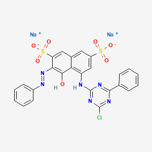 molecular formula C25H15ClN6Na2O7S2 B13803326 Disodium 5-[(4-chloro-6-phenyl-1,3,5-triazin-2-yl)amino]-4-hydroxy-3-(phenylazo)naphthalene-2,7-disulfonate CAS No. 85650-44-8