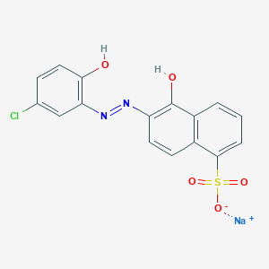 molecular formula C16H10ClN2NaO5S B13803394 Sodium;6-[(5-chloro-2-hydroxyphenyl)diazenyl]-5-hydroxynaphthalene-1-sulfonate 