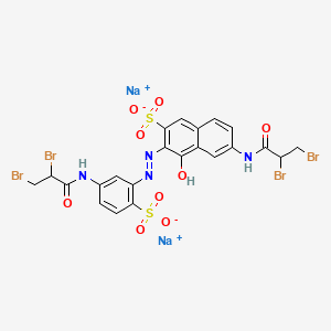 molecular formula C22H16Br4N4Na2O9S2 B13803465 disodium;6-(2,3-dibromopropanoylamino)-3-[[5-(2,3-dibromopropanoylamino)-2-sulfonatophenyl]diazenyl]-4-hydroxynaphthalene-2-sulfonate CAS No. 83137-15-9