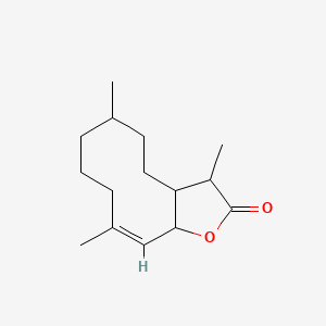 molecular formula C15H24O2 B13803550 Cyclodeca[b]furan-2(3H)-one, 3a,4,5,6,7,8,9,11a-octahydro-3,6,10-trimethyl- 