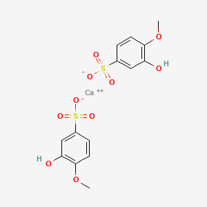 molecular formula C14H14CaO10S2 B13803587 Calcium guaiacol sulfonate CAS No. 7546-27-2