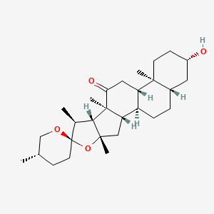 molecular formula C28H44O4 B13803615 (1R,2S,4S,5'S,6R,7S,8R,9S,12S,13S,16S,18S)-16-hydroxy-4,5',7,9,13-pentamethylspiro[5-oxapentacyclo[10.8.0.02,9.04,8.013,18]icosane-6,2'-oxane]-10-one 