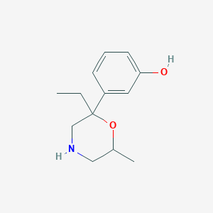 molecular formula C13H19NO2 B13803623 2-Ethyl-2-(3-hydroxyphenyl)-6-methylmorpholine 