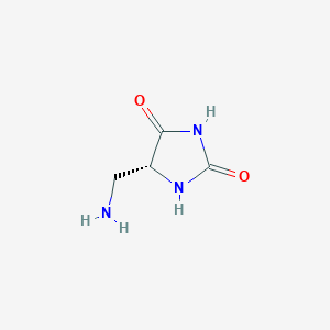 molecular formula C4H7N3O2 B13803630 (R)-5-(Aminomethyl)imidazolidine-2,4-dione 