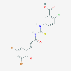 molecular formula C18H13Br2ClN2O4S B13803687 2-Chloro-5-[[[[3-(3,5-dibromo-2-methoxyphenyl)-1-oxo-2-propenyl]amino]thioxomethyl]amino]-benzoic acid 