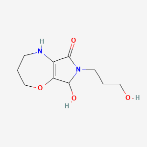 molecular formula C10H16N2O4 B13803760 2,3,4,5,7,8-Hexahydro-8-hydroxy-7-(3-hydroxypropyl)-6H-pyrrolo[3,4-b][1,4]oxazepin-6-one 