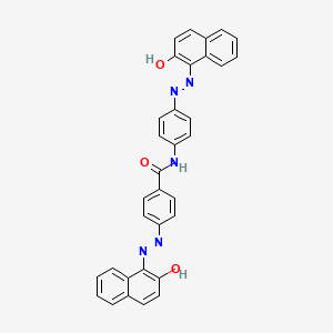 molecular formula C33H23N5O3 B13803843 Benzamide, 4-((2-hydroxy-1-naphthalenyl)azo)-N-(4-((2-hydroxy-1-naphthalenyl)azo)phenyl)- CAS No. 68155-72-6