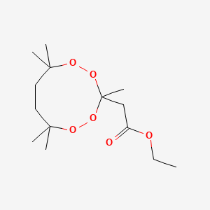 molecular formula C14H26O6 B13803869 1,2,4,5-Tetroxonane-3-acetic acid, 3,6,6,9,9-pentamethyl-, ethyl ester CAS No. 62331-37-7