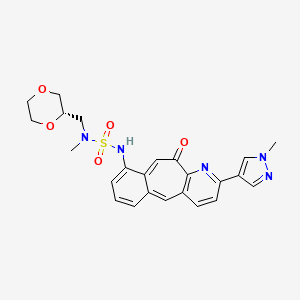 molecular formula C24H25N5O5S B13803902 Sulfamide,N-[(2S)-1,4-dioxan-2-ylmethyl]-N-metyl-N'-[3-(1-methyl-1H-pyrazol-4-yl)-5-oxo-5H-benzo[4,5]cyclohepta[1,2-b]pyridin-7-yl]- 