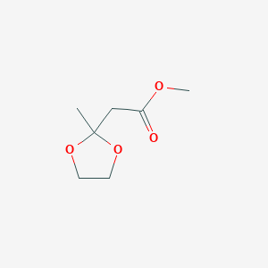 molecular formula C7H12O4 B13803924 Methyl 2-(2-methyl-1,3-dioxolan-2-yl)acetate CAS No. 56446-60-7