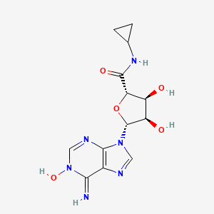 molecular formula C13H16N6O5 B13803988 (2S,3S,4R,5R)-N-cyclopropyl-3,4-dihydroxy-5-(1-hydroxy-6-iminopurin-9-yl)oxolane-2-carboxamide 