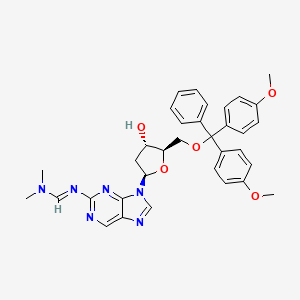 molecular formula C34H36N6O5 B13804033 5'-O-(Dimethoxytrityl)-2-(dimethylaminomethylidene-amino)purine-2'-deoxyriboside 